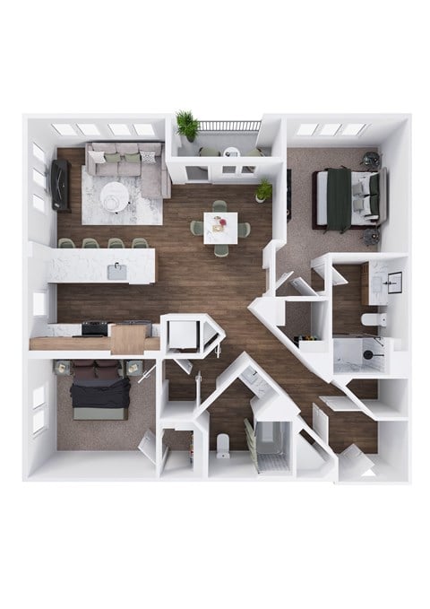 Floor plan for 2 beds, 2 baths, 1176 sqft
